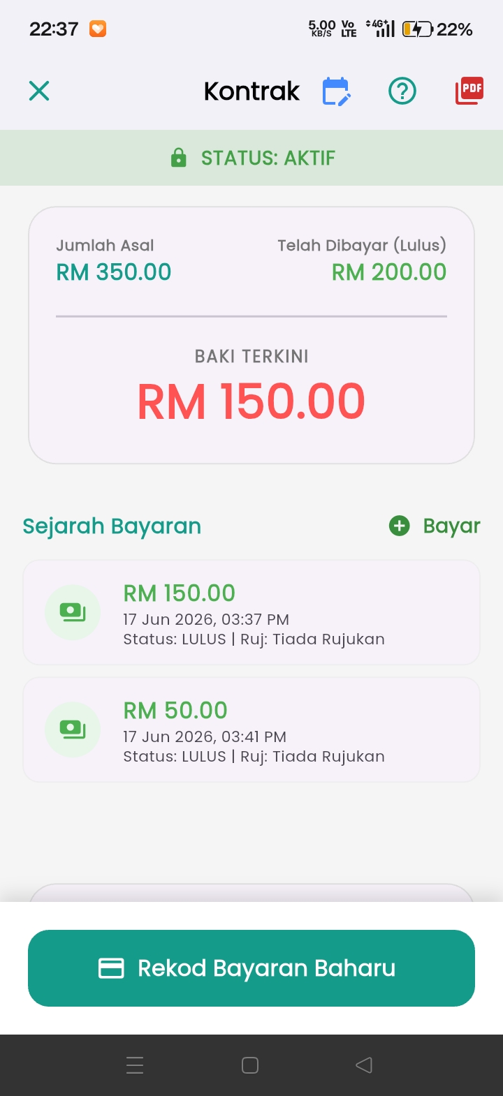 Langkah 5: Rekod Bayaran & Dashboard